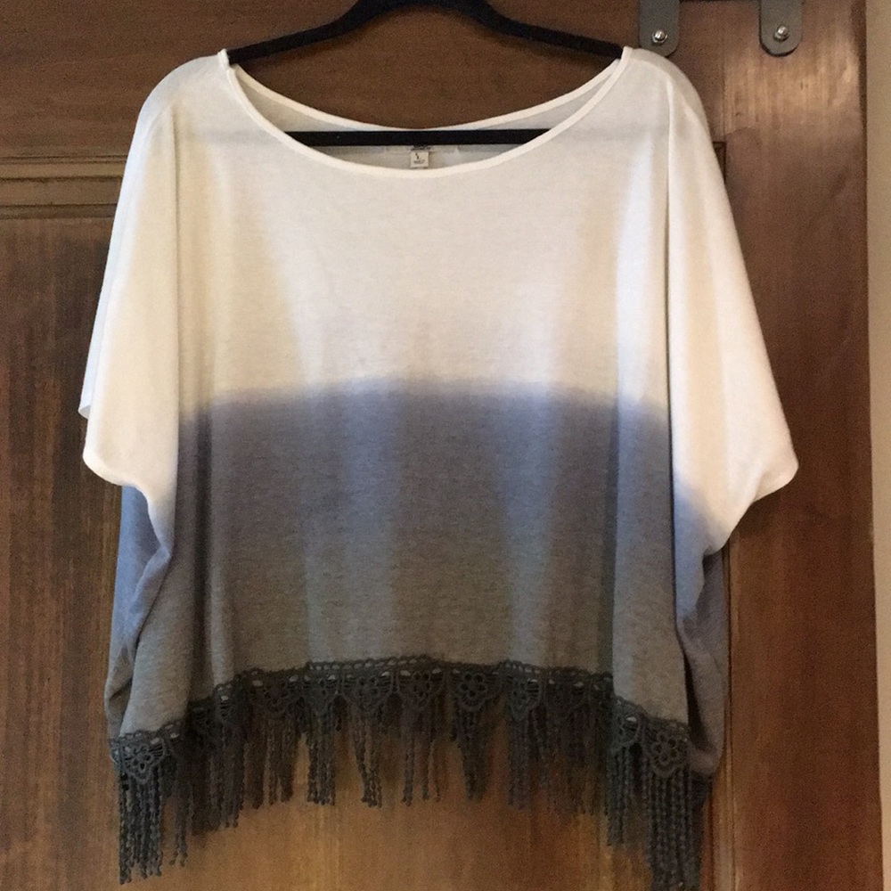 Ombré crop top with fringe